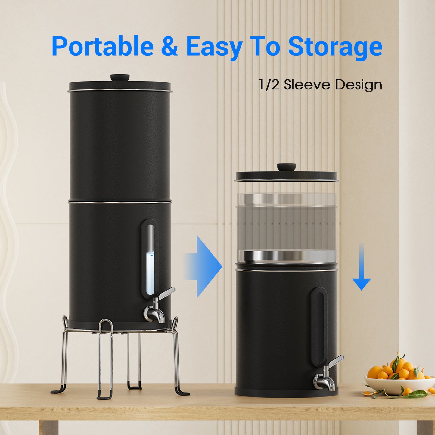 Opti Steel | Alkaline Stainless Countertop Water Dispenser (2.25 Gallon Capacity) + 1 Filter (200 Gal)