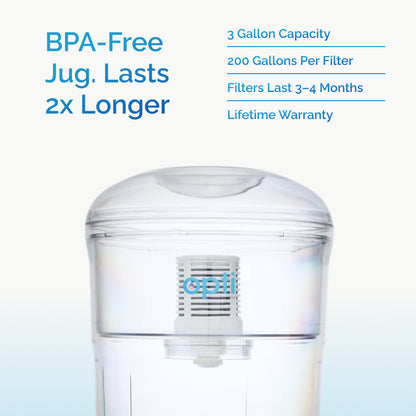 Opti Flex | Alkaline Top-Load Water Dispenser (3 Gallon Capacity) + 1 Filter (200 Gal)