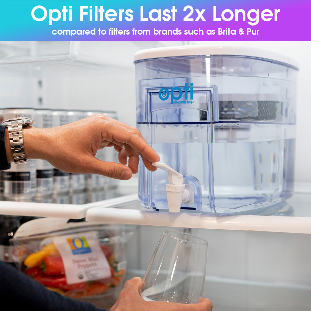 Opti Chill | Alkaline Refrigerator Water Dispenser (2 Gallon Capacity) + 1 Filter (200 Gal)