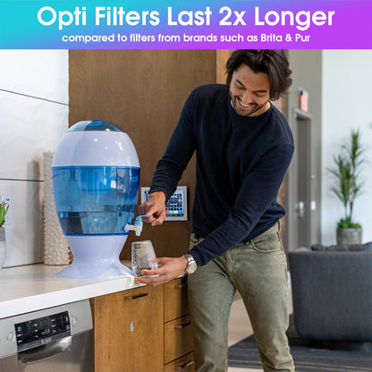 Opti Drop | 3 Gallon Alkaline Countertop Dispenser + 1 Filter (200 Gal)