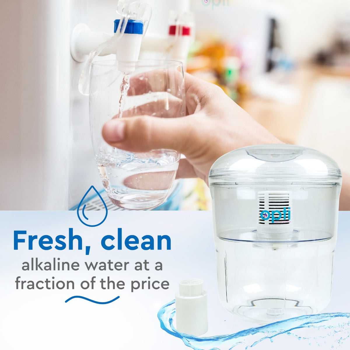 Opti Flex | 3 Gallon Water Jug Alkaline Water Filter For Top Load Water Dispenser + 1 Alkaline Filter