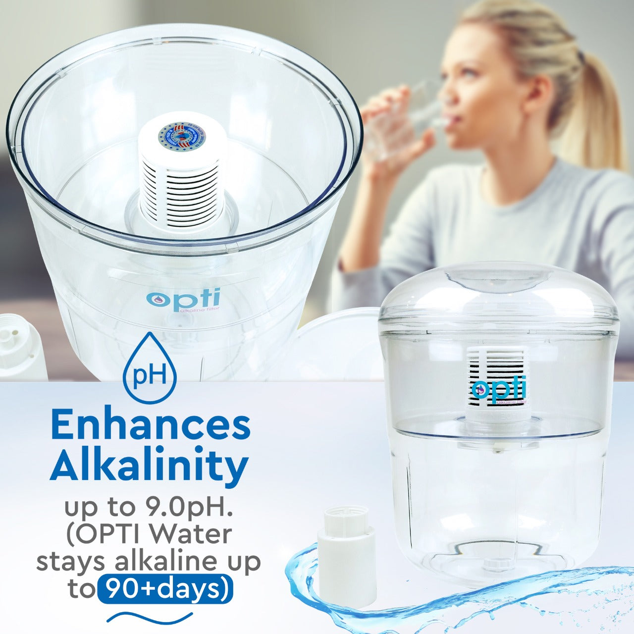 Opti Flex | 3 Gallon Water Jug Alkaline Water Filter For Top Load Water Dispenser + 1 Alkaline Filter (Retail $100/ Affiliate $80)