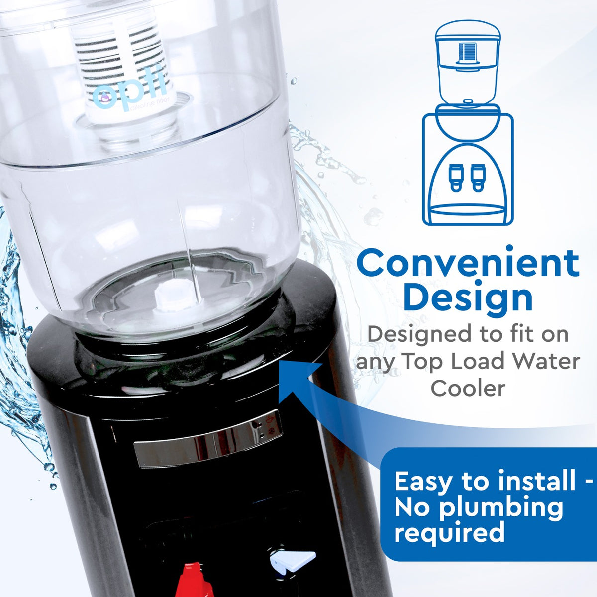 Opti Flex | 3 Gallon Water Jug Alkaline Water Filter For Top Load Water Dispenser + 1 Alkaline Filter (Retail $150/ Affiliate $120)